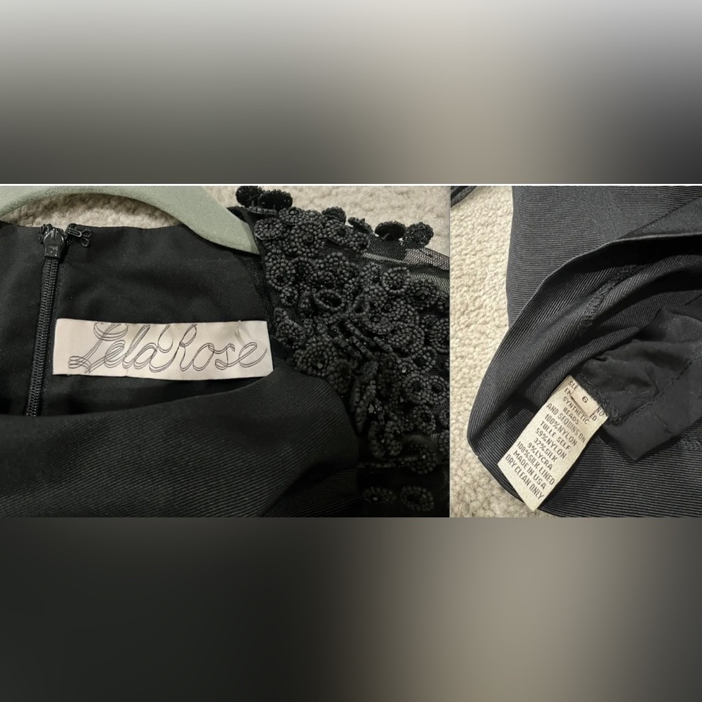 HOT Lela Rose Embellished Beaded Mesh Sleeve Ruched Sheath Black Dress $1695+! - Picture 12 of 12